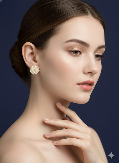 Sunflower Spark Studs. 92.5 Silver