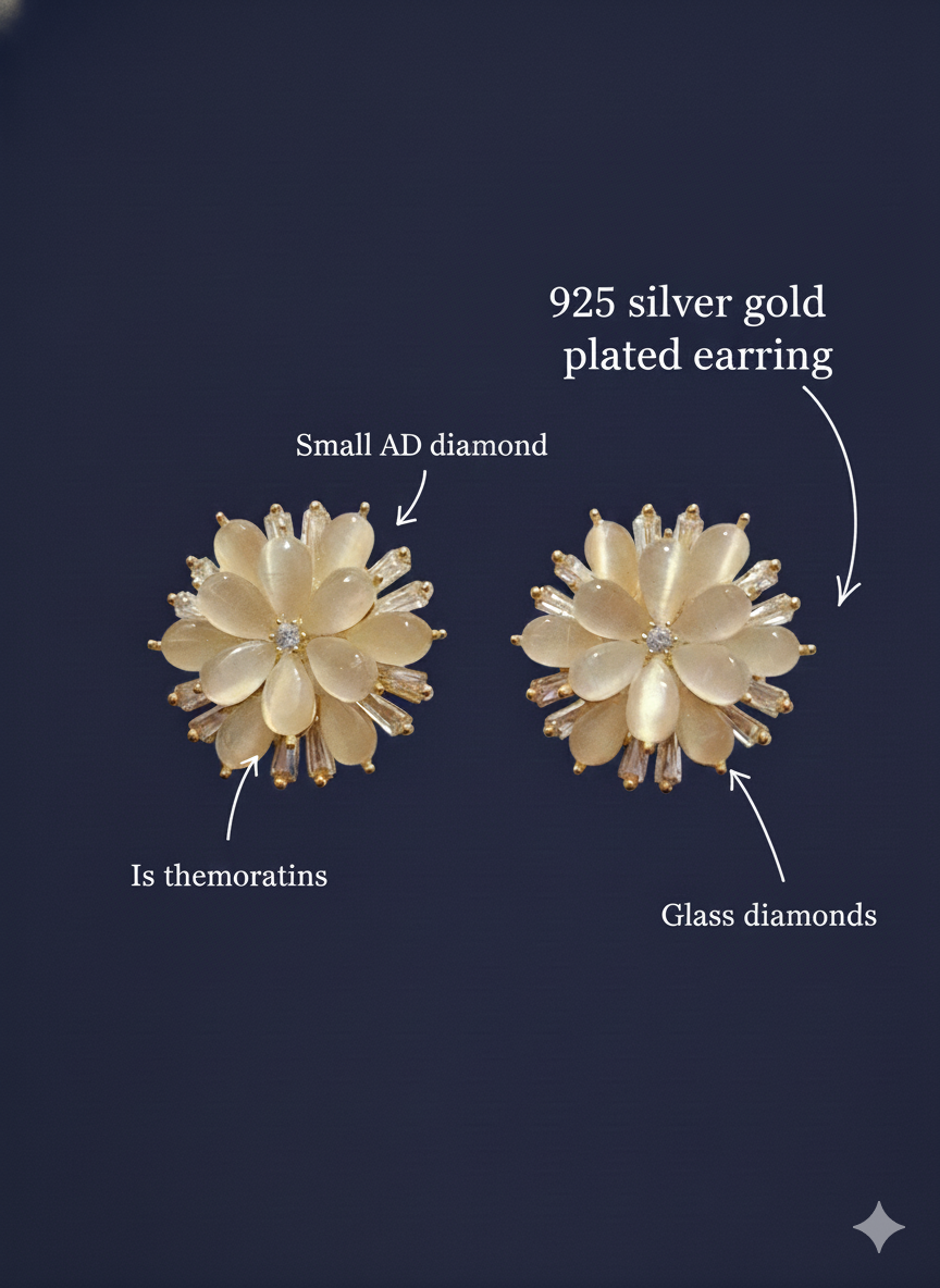 Sunflower Spark Studs. 92.5 Silver