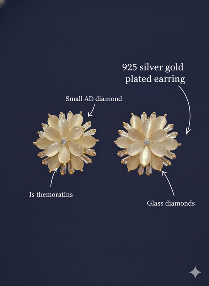 Sunflower Spark Studs. 92.5 Silver