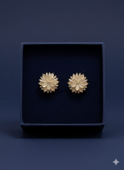 Sunflower Spark Studs. 92.5 Silver
