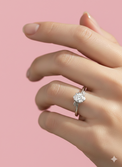 Pure Silver 925 Pear Cut Zirconia Ring for Women | Minimal Leaf Design | Perfect Gift