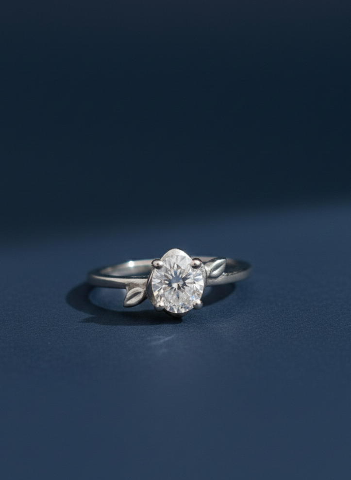 Pure Silver 925 Pear Cut Zirconia Ring for Women | Minimal Leaf Design | Perfect Gift