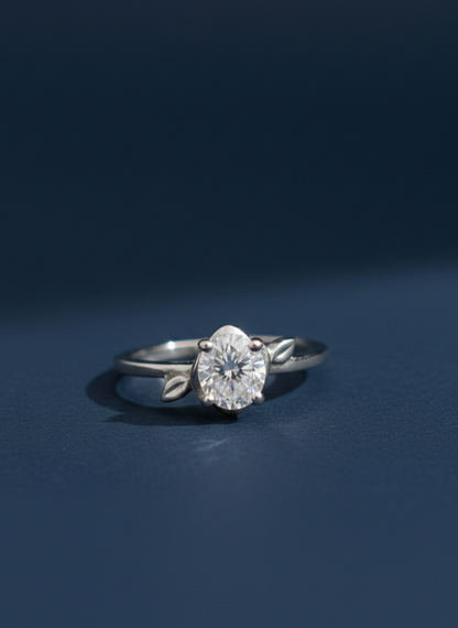 Pure Silver 925 Pear Cut Zirconia Ring for Women | Minimal Leaf Design | Perfect Gift