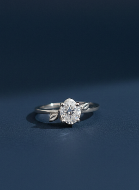 Pure Silver 925 Pear Cut Zirconia Ring for Women | Minimal Leaf Design | Perfect Gift