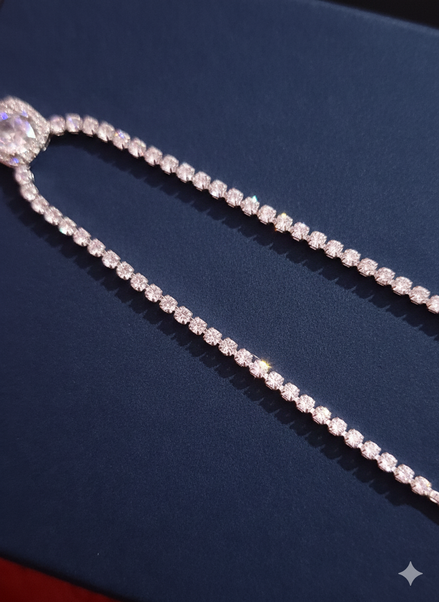 Royal Drop Diamond Necklace With Silver Rhodium Plated & Lab Grown Diamond