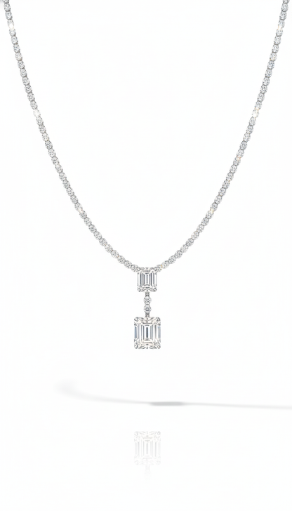 Royal Drop Diamond Necklace With Silver Rhodium Plated & Lab Grown Diamond