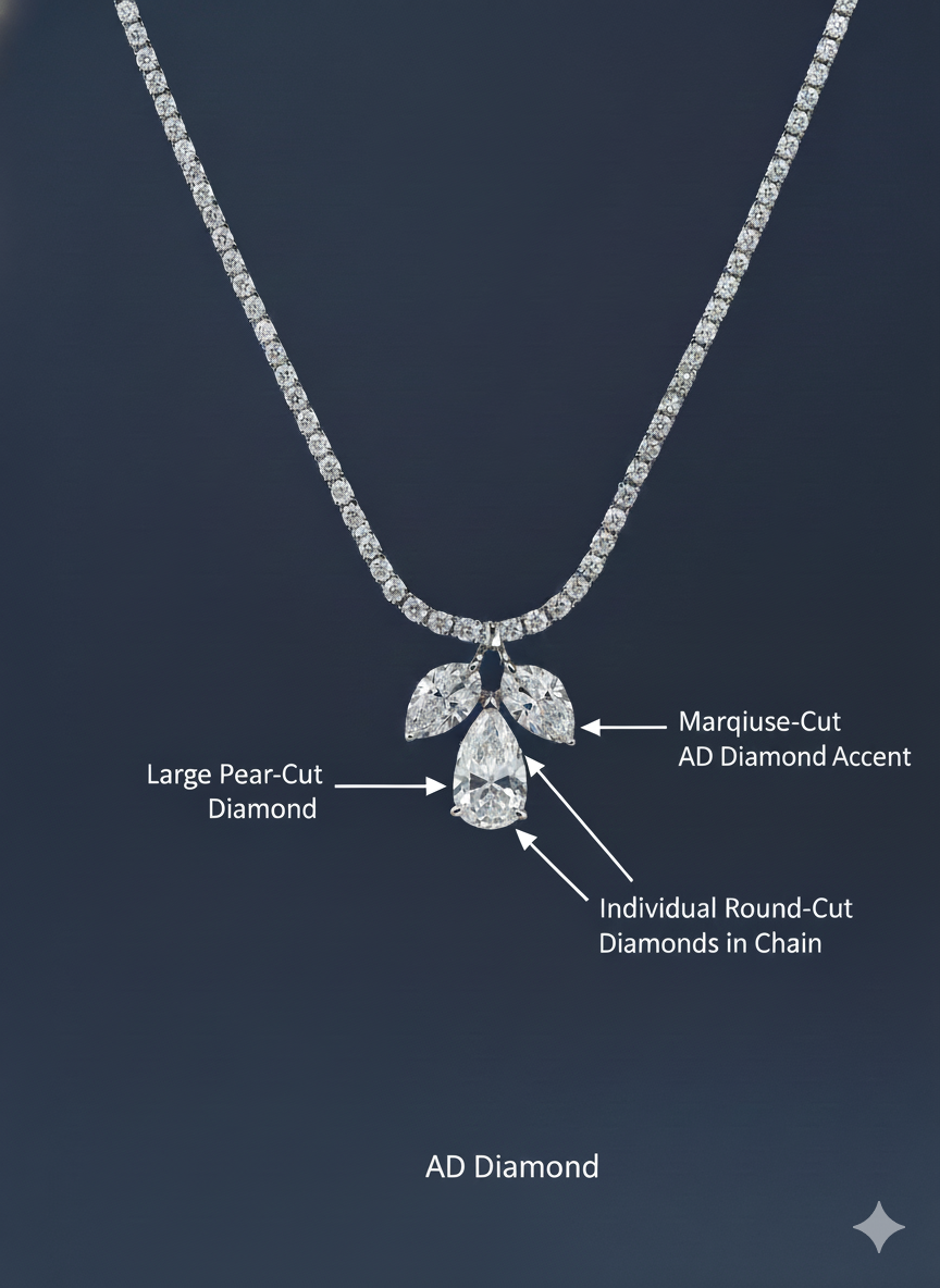 Leaf Grace Necklace With Silver Rhodium Plated & Lab Grown Diamond