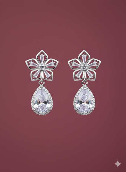 Royal Teardrop Earrings Silver Rhodium Plated & Lab Grown Diamond