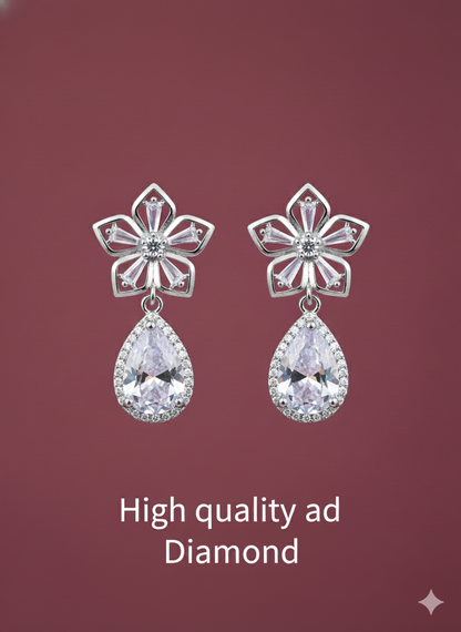 Royal Teardrop Earrings Silver Rhodium Plated & Lab Grown Diamond