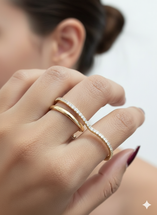 Twilight Flow Ring 18k Gold Plated with AD Dimond