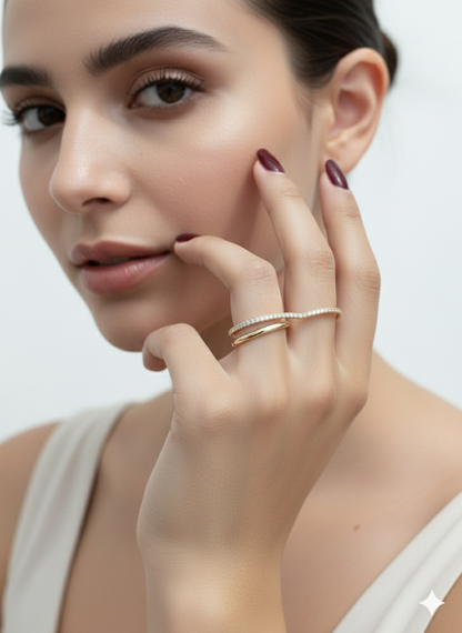 Twilight Flow Ring 18k Gold Plated with AD Dimond