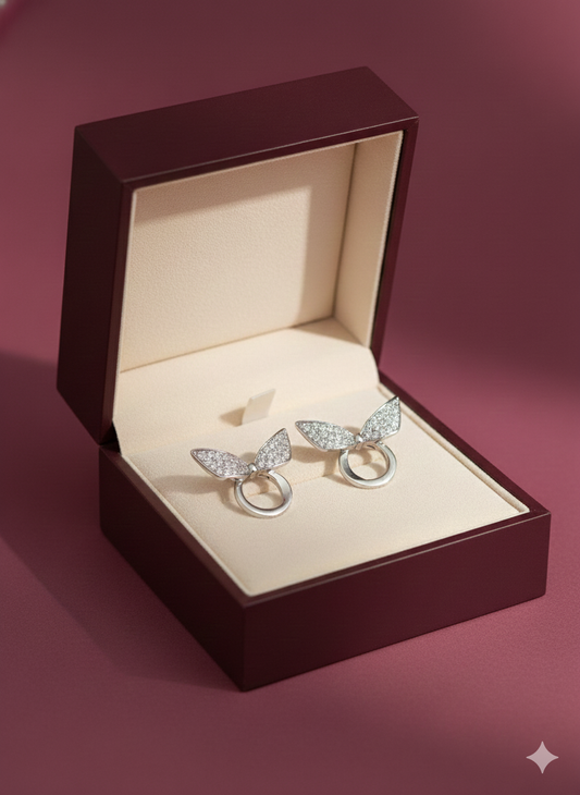 Muse Earrings Silver Rhodium Plated with AD Dimond