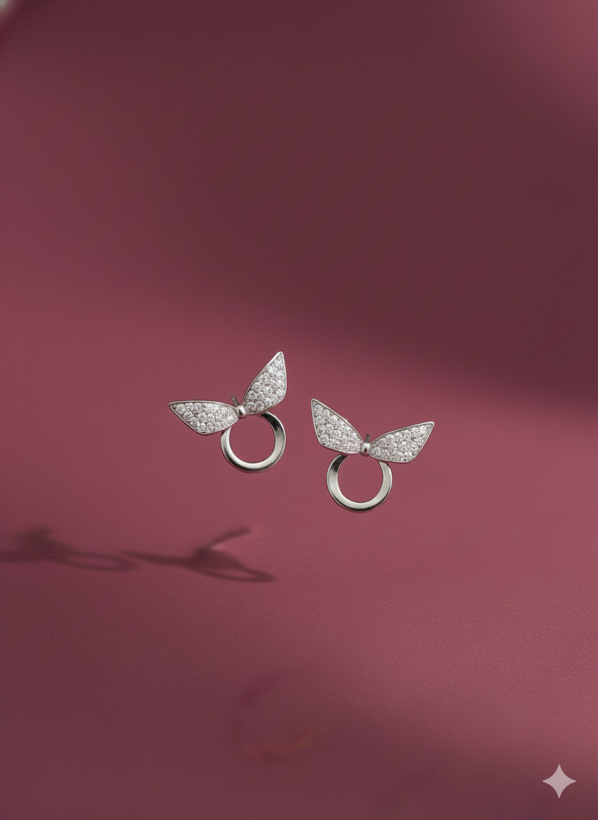 Muse Earrings Silver Rhodium Plated with AD Dimond