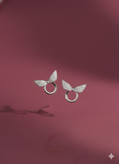 Muse Earrings Silver Rhodium Plated with AD Dimond