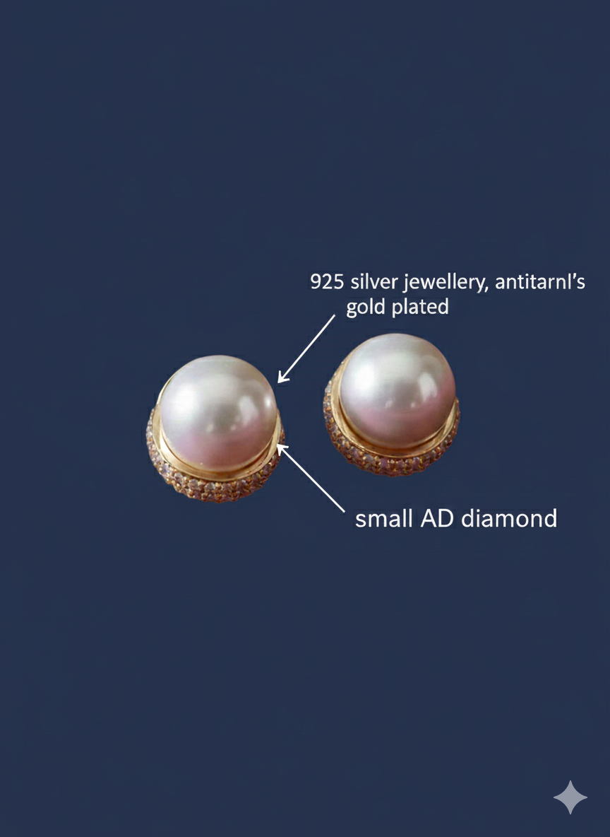 Perl in Cup Studs 92.5 Starling Silver