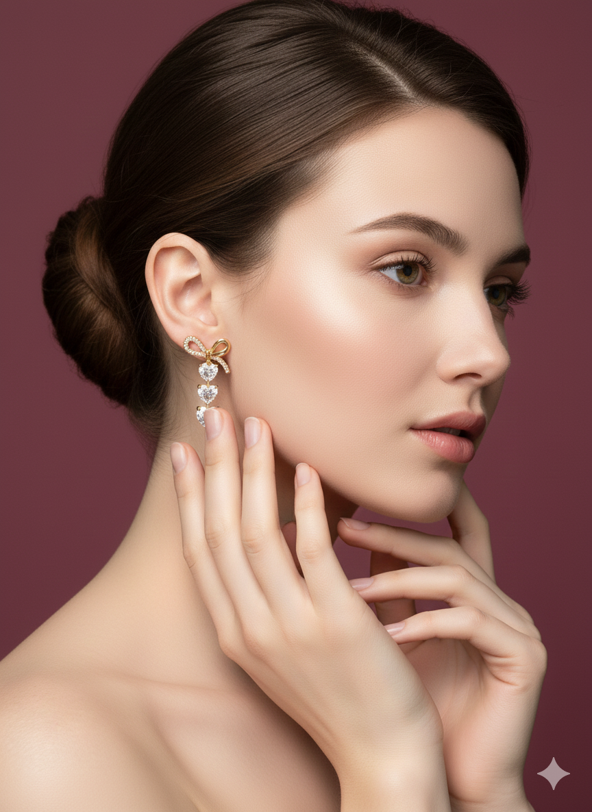 Golden Hearts Earrings 92.5 Starling Silver