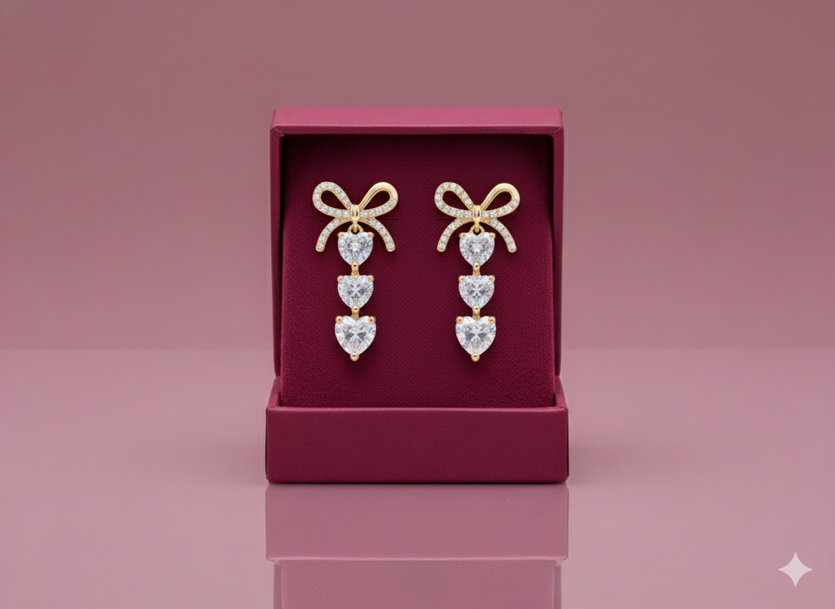 Golden Hearts Earrings 92.5 Starling Silver