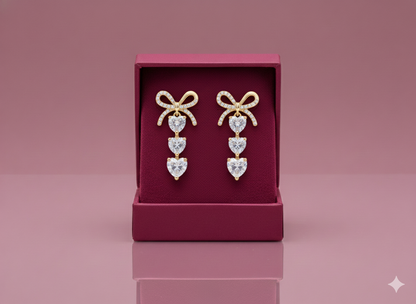 Golden Hearts Earrings 92.5 Starling Silver