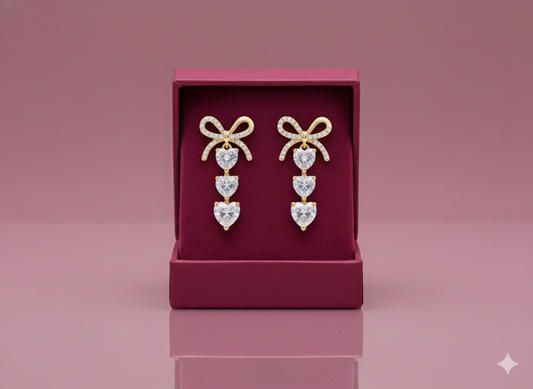 Golden Hearts Earrings 92.5 Starling Silver