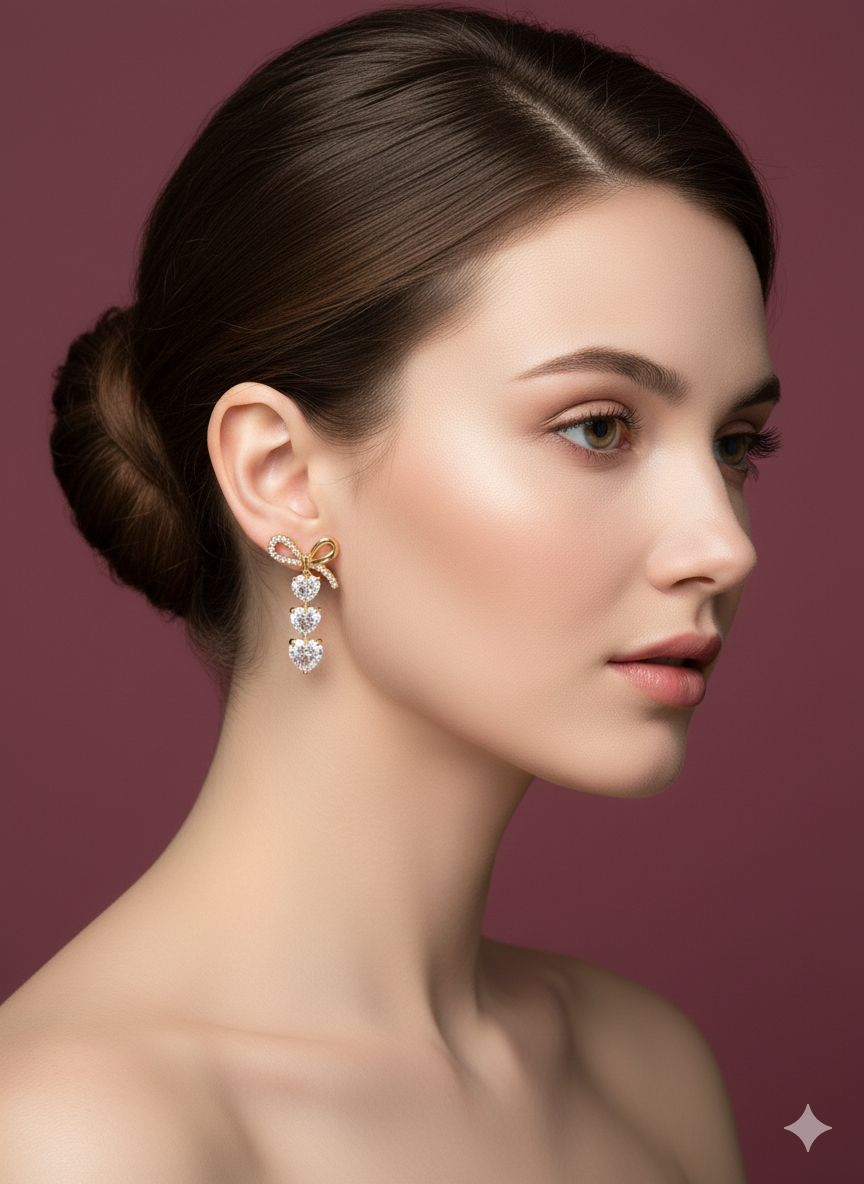 Golden Hearts Earrings 92.5 Starling Silver