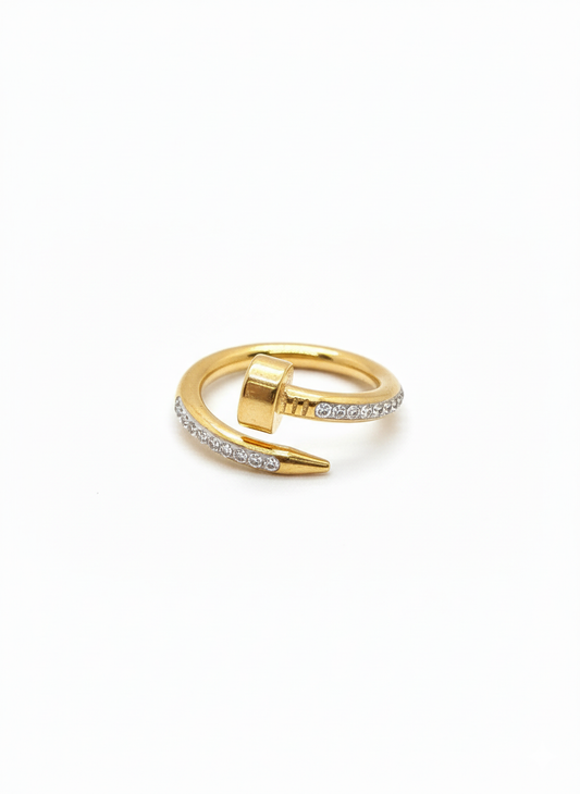 Nail Luxe Ring Gold Plated Zirconia Diamond