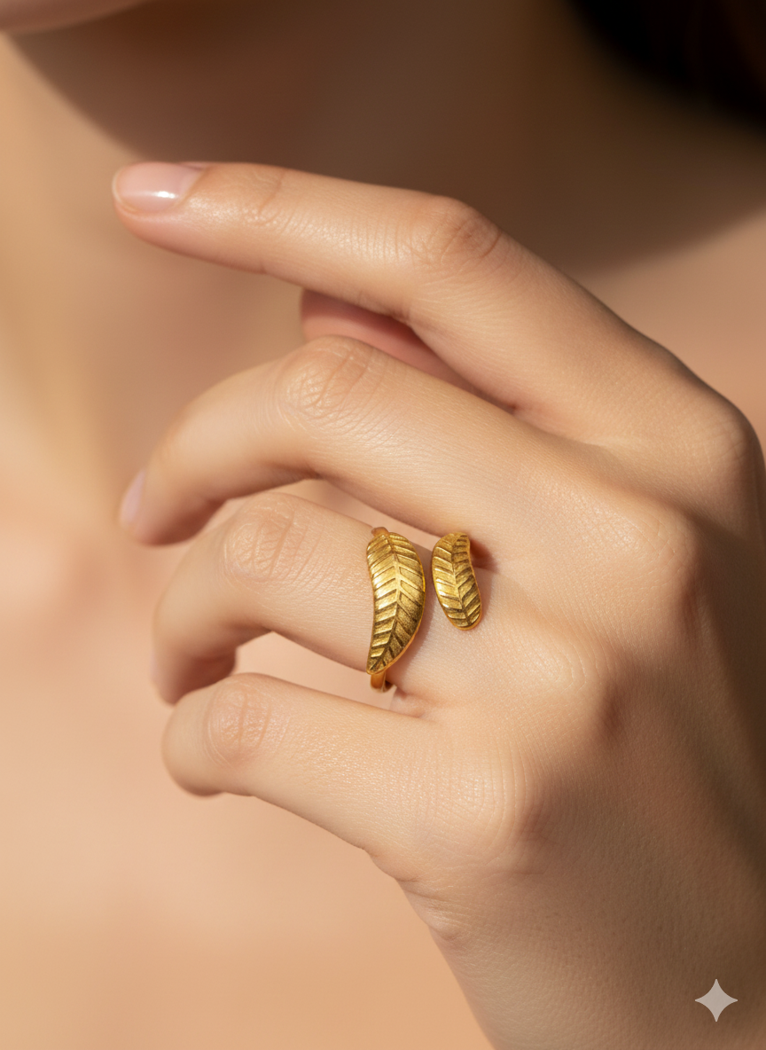 Golden Leaf Ring  Gold Plated