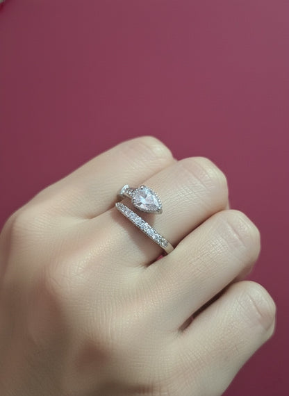 Promise Wrap Ring with Zirconia Diamond & Silver Rhodium Plated.