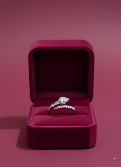 Promise Wrap Ring with Zirconia Diamond & Silver Rhodium Plated.