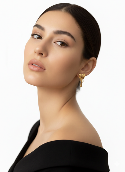 Golden Statement Earrings 18k Gold Plated