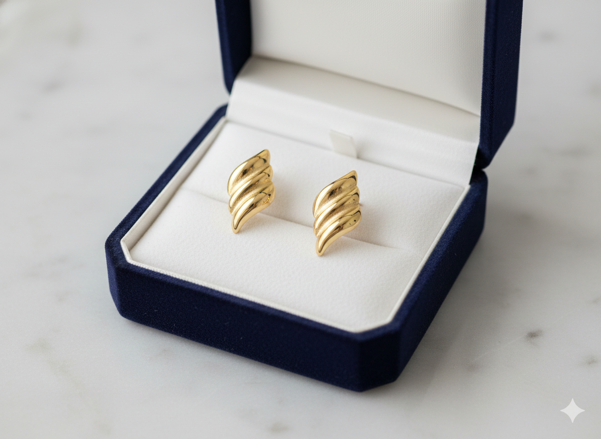 Golden Nautilus Earrings 18k Gold Plated
