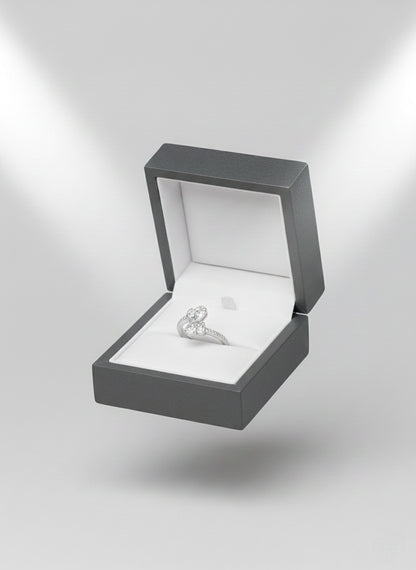 Twin Heart Shine Ring Pure 92.5 Silver with Zirconia Diamond