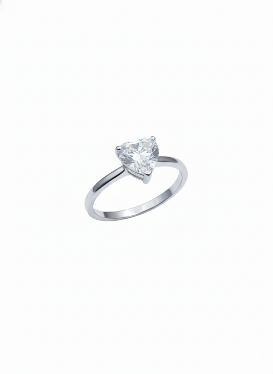 Love Solitaire Ring Pure 92.5 Silver with Zirconia Diamond