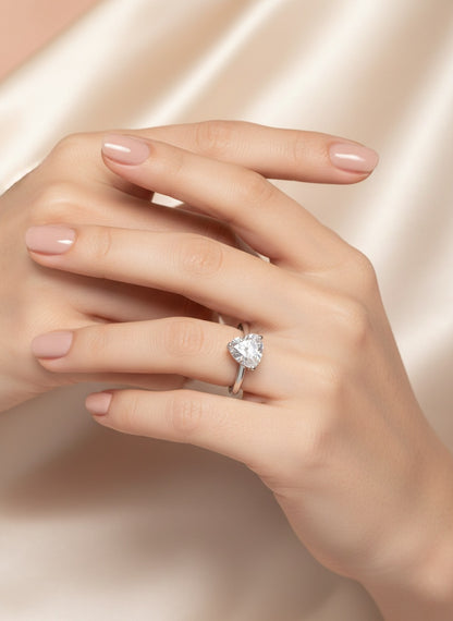 Love Solitaire Ring Pure 92.5 Silver with Zirconia Diamond