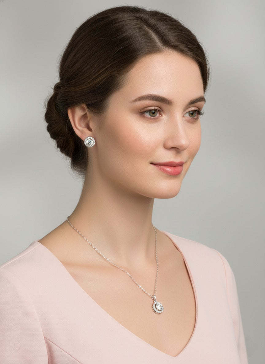 Eternal Halo Crystal Set 92.5 Sliver with Zirconia Diamond