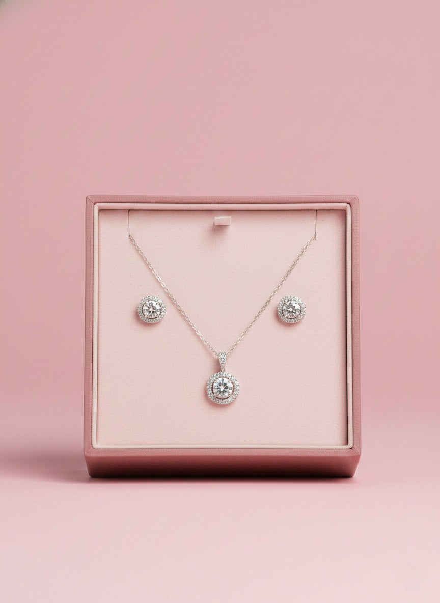Forever Shine Gift Set with Pure Silver & Zirconia Diamond