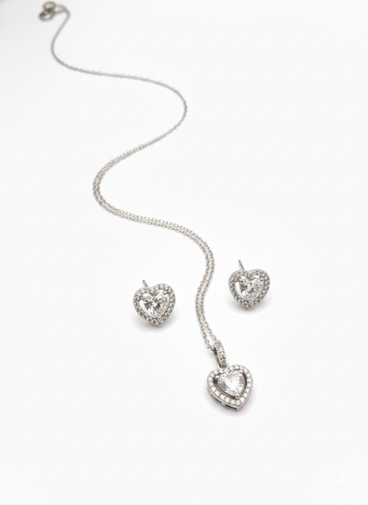 Twin Heart Sparkle set 92.5 Silver with Zirconia Diamond.