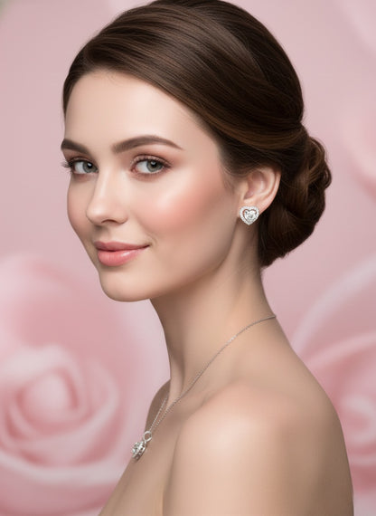 Twin Heart Sparkle set 92.5 Silver with Zirconia Diamond.