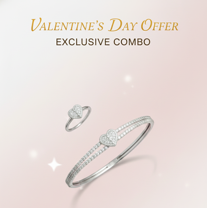 Forever Heart Sparkle set with Zirconia Diamond & Rhodium Plated.