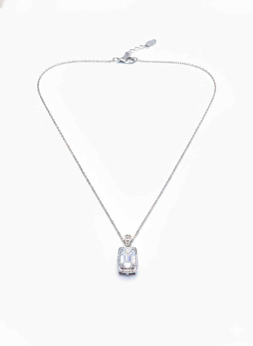 Pure Prism Necklace With Pure Silver & Zirconia Diamond
