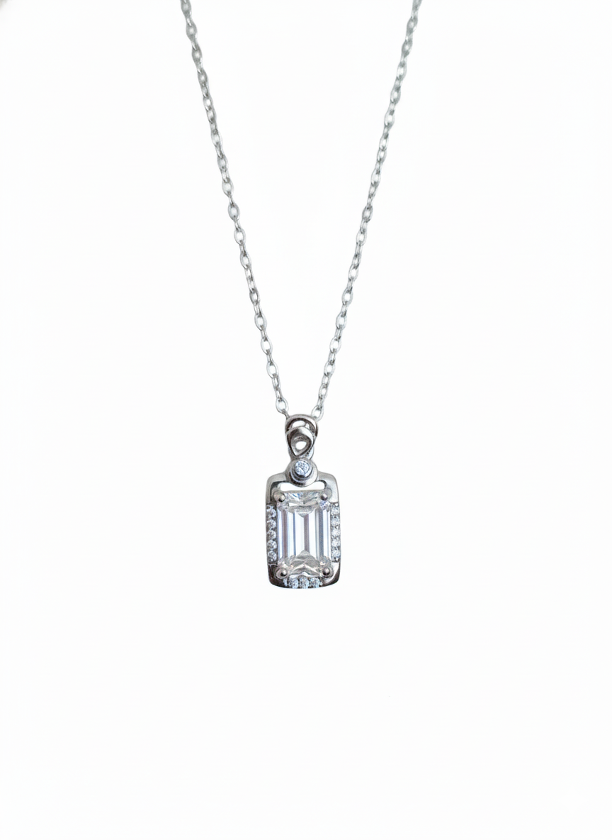 Pure Prism Necklace With Pure Silver & Zirconia Diamond