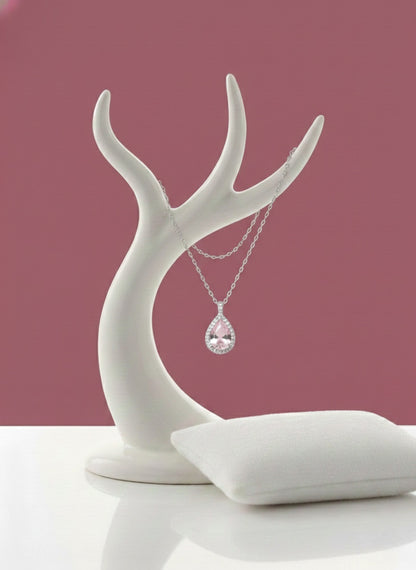 Teardrop Elegance Pure Silver Necklace With Zirconia Diamond