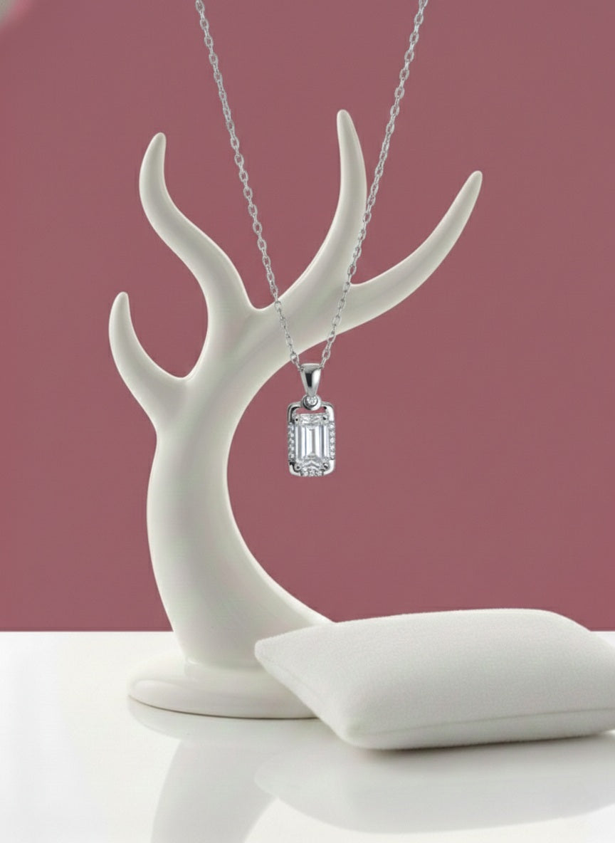 Pure Prism Necklace With Pure Silver & Zirconia Diamond