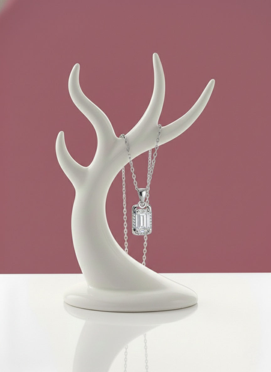 Pure Prism Necklace With Pure Silver & Zirconia Diamond