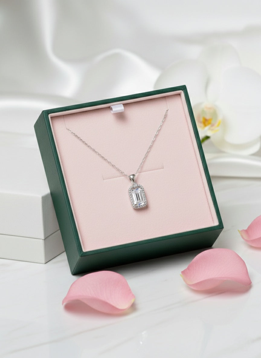 Pure Prism Necklace With Pure Silver & Zirconia Diamond