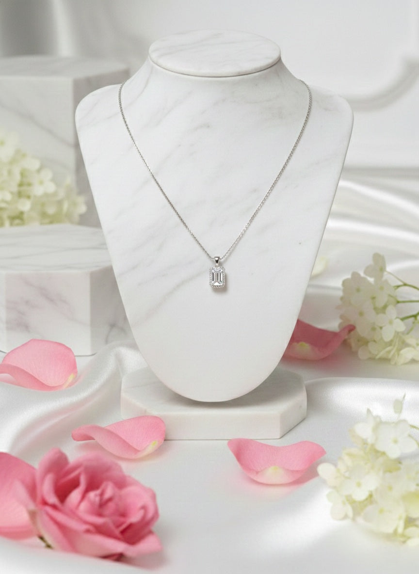 Pure Prism Necklace With Pure Silver & Zirconia Diamond