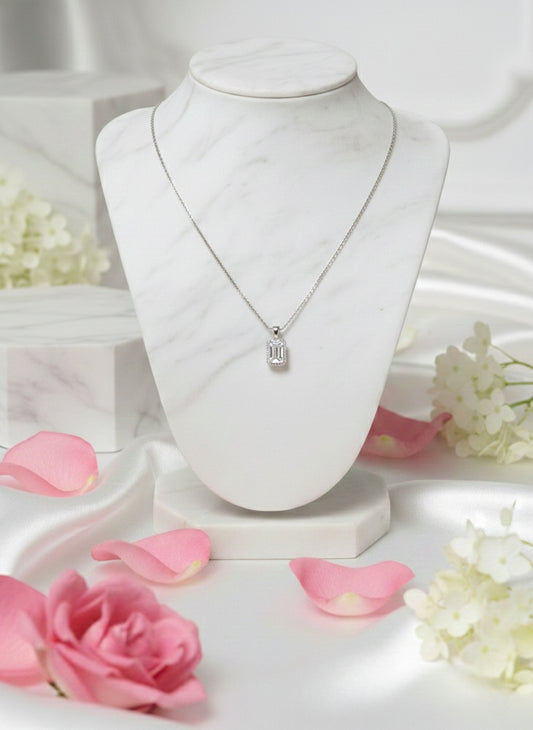Pure Prism Necklace With Pure Silver & Zirconia Diamond