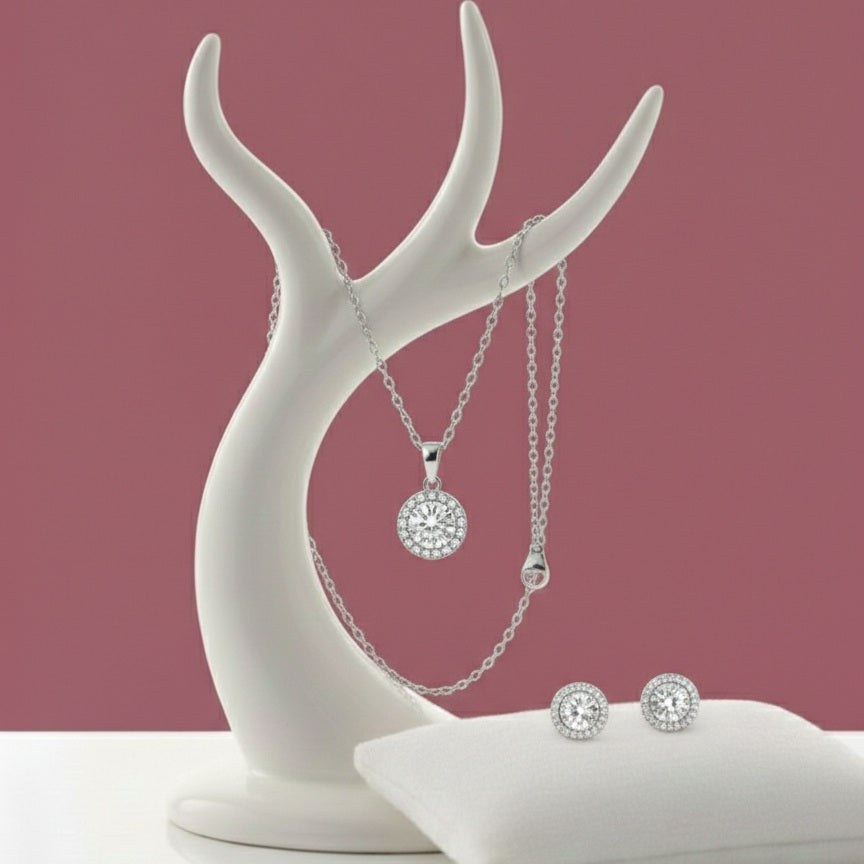 Eternal Halo Crystal Set 92.5 Sliver with Zirconia Diamond