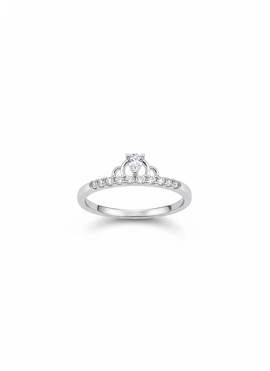 Queens Grace Ring with Pure Silver & Zirconia Diamond