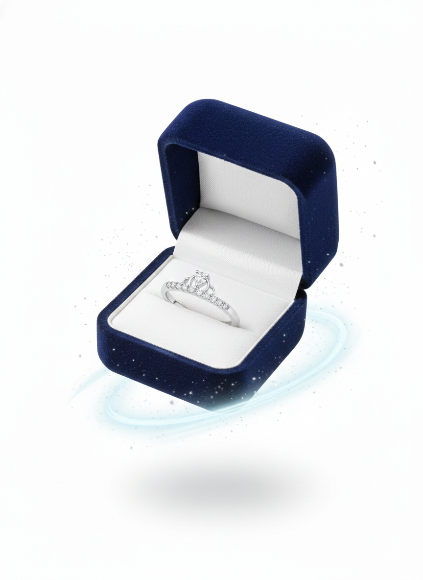 Queens Grace Ring with Pure Silver & Zirconia Diamond