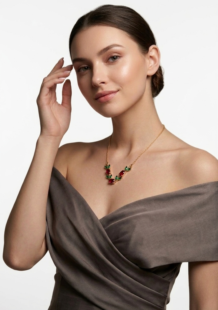 Ruby & Emerald Vine Statement Necklace
